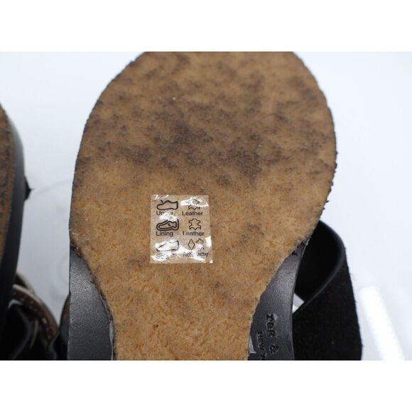 Rag & Bone Beau Cross Sandals Womens 37.5 7.5 Black Suede Slide Flat Slip On - Picture 11 of 13